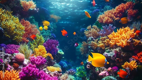 Vibrant Coral Reef Ecosystem: Underwater Paradise in the Tropical Ocean. AI Generated