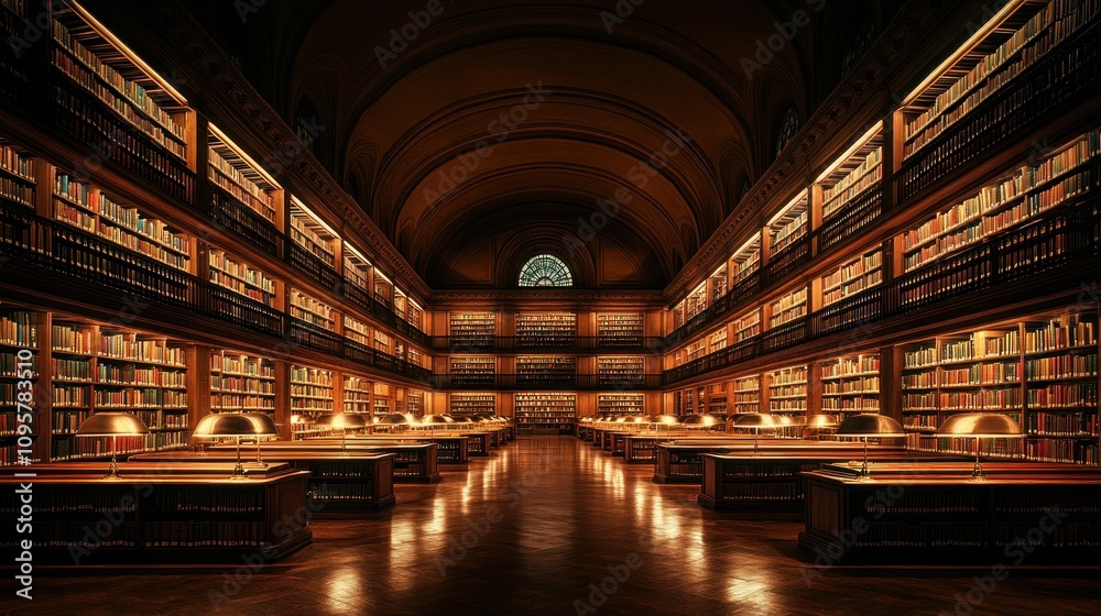 Fototapeta premium Grandiose Library: A Haven of Knowledge and Enlightenment