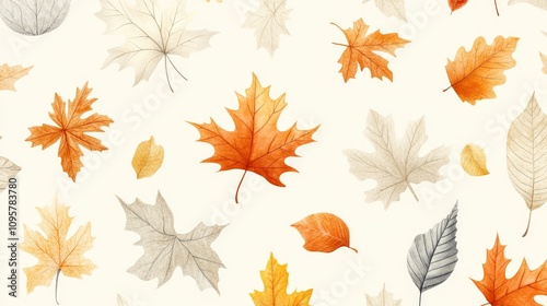 Autumn Leaves Seamless Pattern for Textile Design