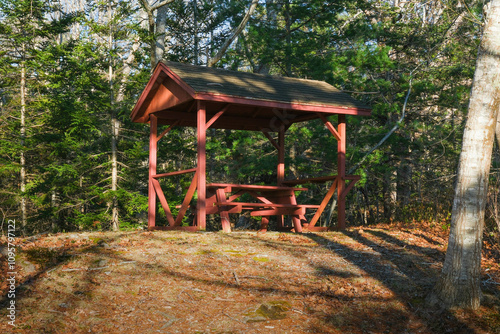 Picnic and Resting Gazebos in a Canadian Nature Reserve