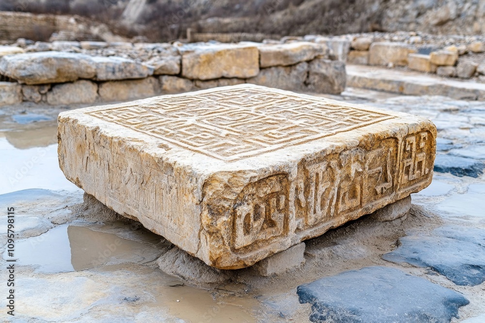 Answer carved into stone, representing an eternal truth in an ancient, weathered monument Answer carved into stone, representing an eternal truth in an ancient, weathered monument