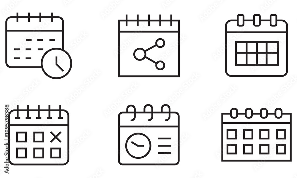 Set of Calendar icon vector design. Contains such icons as appointment, date settings, working schedule and more. Vector Illustration. Set of Calendar icon vector design. Contains such icons as appointment, date settings, working schedule and more. Vector Illustration.