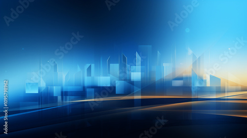 Minimalist Illustration of a Smart City Skyline, modern abstract background with a minimalist cityscape made of glass,