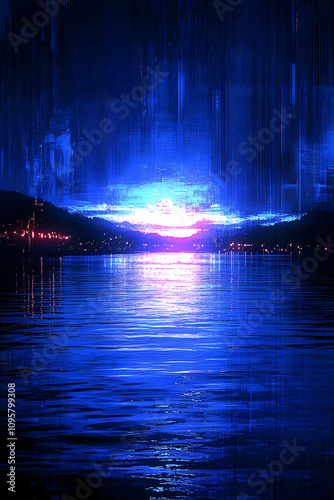 Digital Sunset Landscape Il...