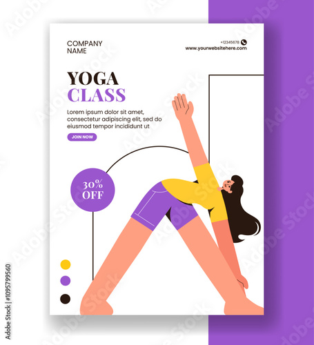 Flat Cartoon Social Media Vertical Poster Featuring Yoga and Meditation