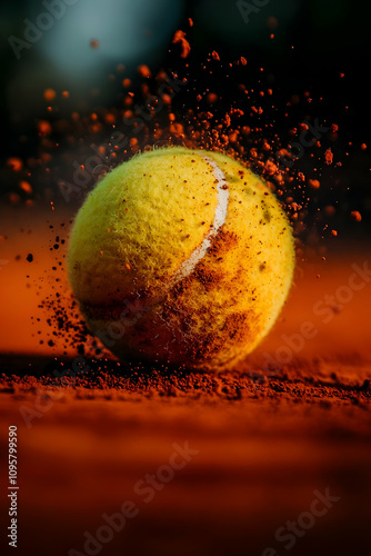 Tennis Ball Impact Clay Cou...