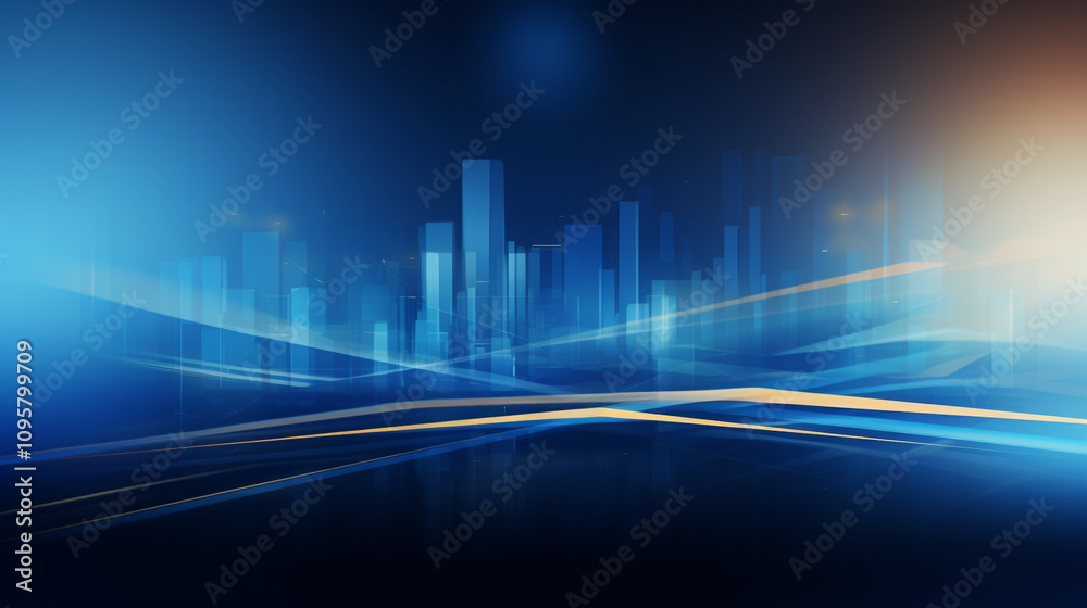modern city skyline aerial view, Smart city on a dark blue background modern city skyline aerial view, Smart city on a dark blue background