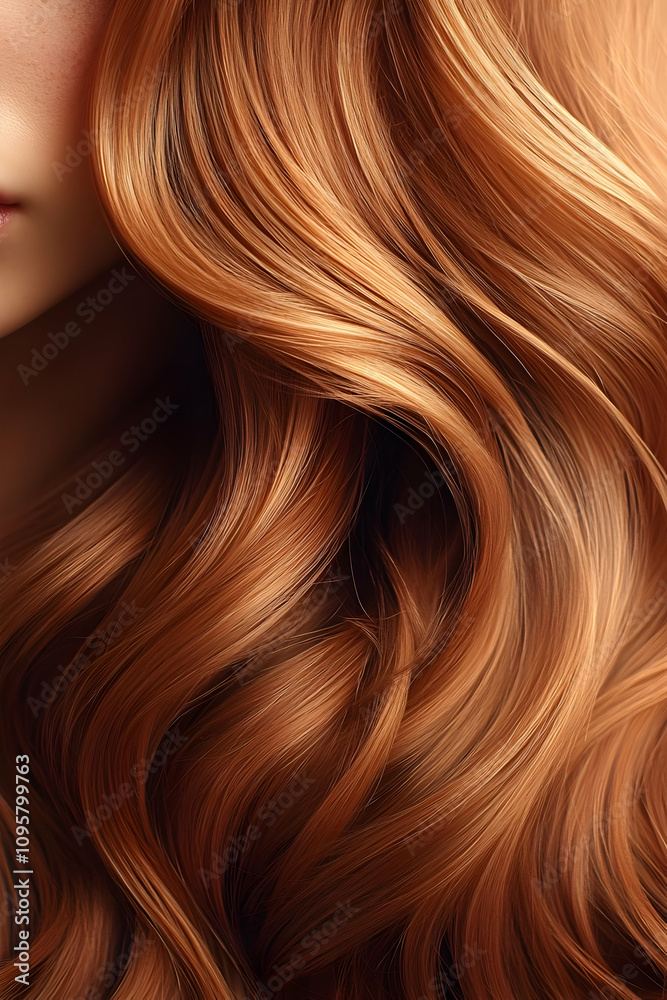 Fototapeta premium Auburn Waves: Luscious Hair Texture Image