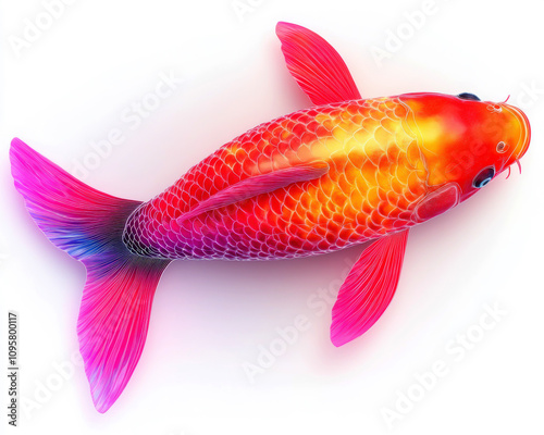 A vibrant, colorful koi fish swimming gracefully underwater. photo