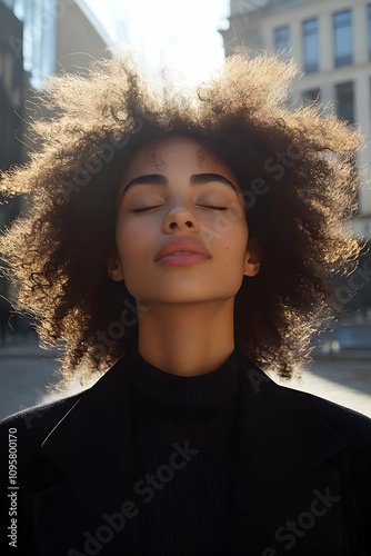 Serene Woman Photo, Afro Ha...