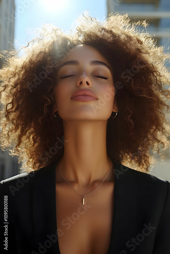 Serene Woman Portrait, Curl...