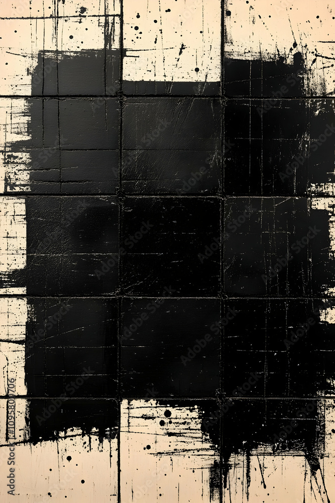Obraz premium Abstract Black and Beige Gridded Illustration