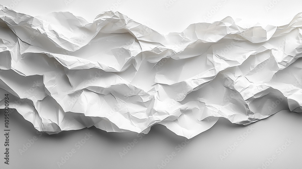 Crinkled white paper, wrinkled and draped.
Crinkled white paper, wrinkled and draped.