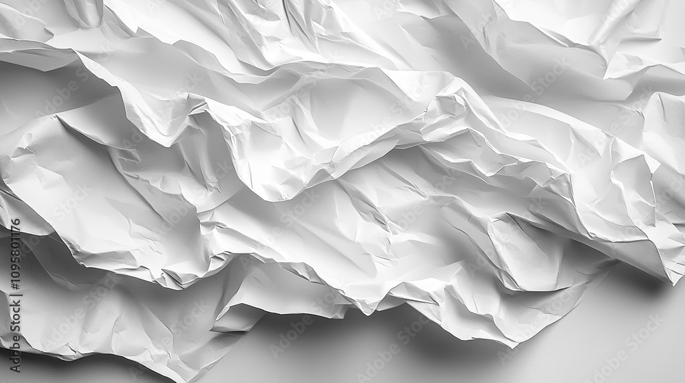 Crinkled white paper, wrinkled and draped.
Crinkled white paper, wrinkled and draped.