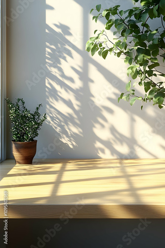 Sunlight Shadow on Wooden T...