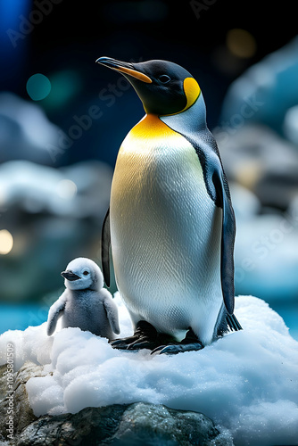 King Penguin and Chick Phot...