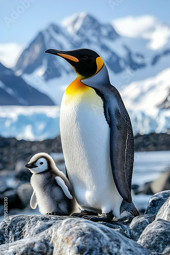 King Penguin and Chick Real...