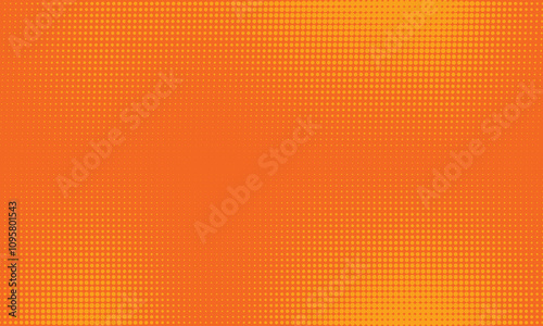 orange halftone pattern. Retro comic gradient background. Bright orange pixelated dotted texture overlay. Cartoon pop art faded gradient pattern