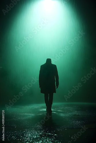 Rainy Night Silhouette Illu...