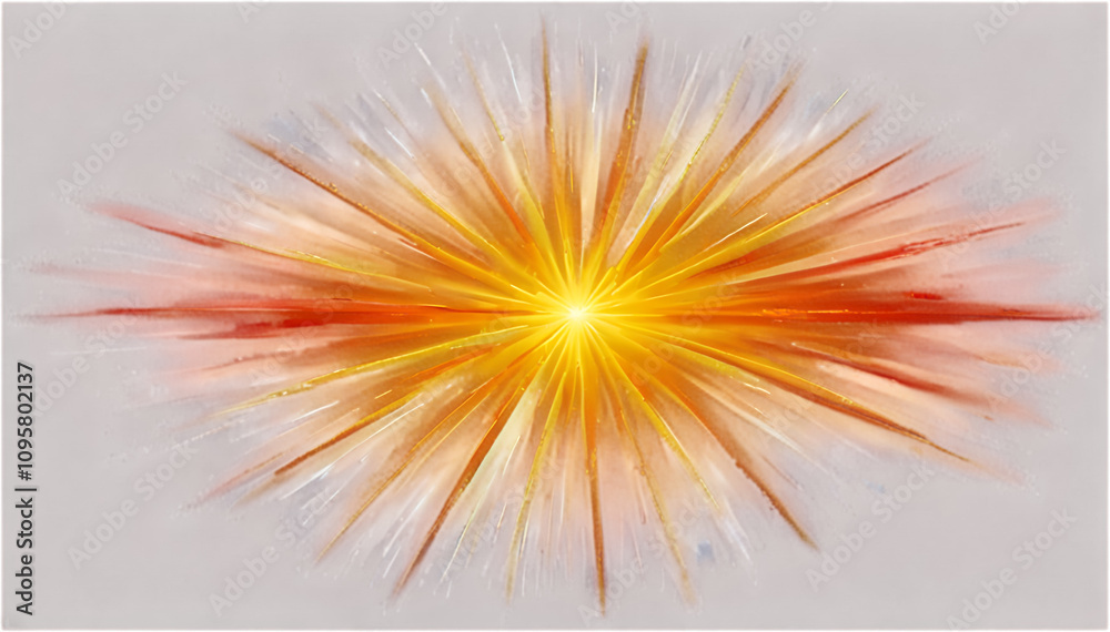 Obraz premium Starburst Pattern in Vibrant Orange and Yellow with a Central Blank Circle, Isolated PNG