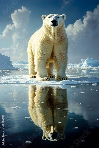 Majestic Polar Bear Reflect...