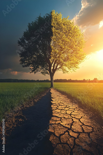 Dual Nature Landscape Illus...
