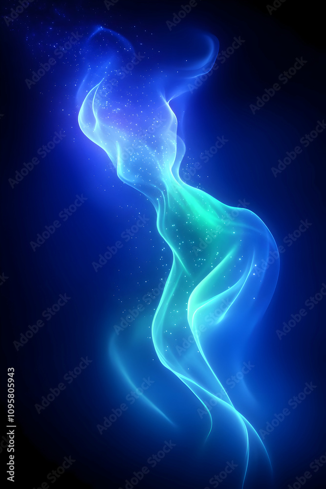 Fototapeta premium Abstract Blue Green Energy Wave Illustration