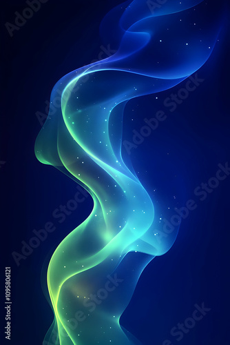 Abstract Blue Green Wave Ba...
