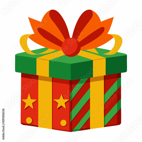 Christmas gift box vector illustration design, Vector outline ,Line art Isolated on a white background