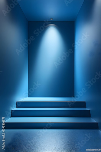 Wallpaper Mural Blue Room 3D Render, Steps, Spotlight Torontodigital.ca