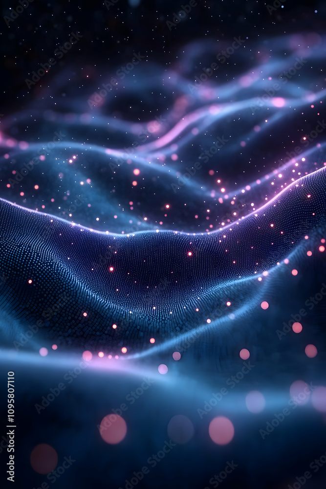 Abstract 3D Background: Glowing Particle Waves Abstract 3D Background: Glowing Particle Waves