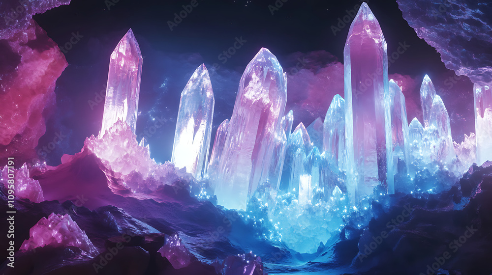 Greatly illuminated cavern revealing stunning crystal stones Greatly illuminated cavern revealing stunning crystal stones