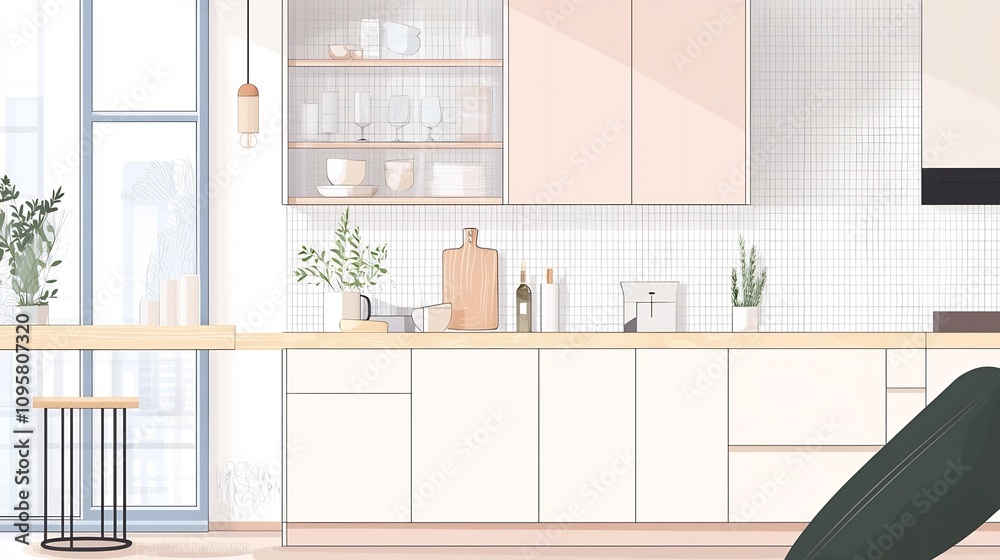 Elegant and contemporary modern kitchen interior design with clean lines minimalist cabinets and stylish decor elements Bright and airy space with a functional and efficient layout Elegant and contemporary modern kitchen interior design with clean lines minimalist cabinets and stylish decor elements Bright and airy space with a functional and efficient layout
