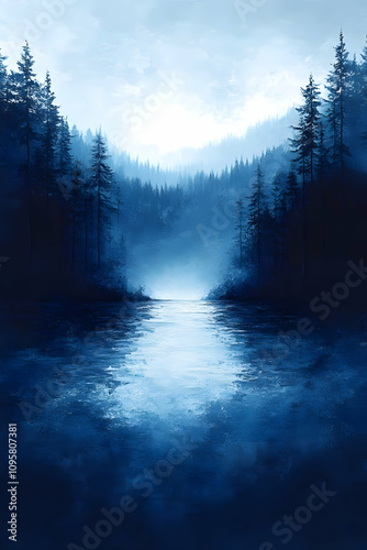 Serene Blue Forest Lake Ill...