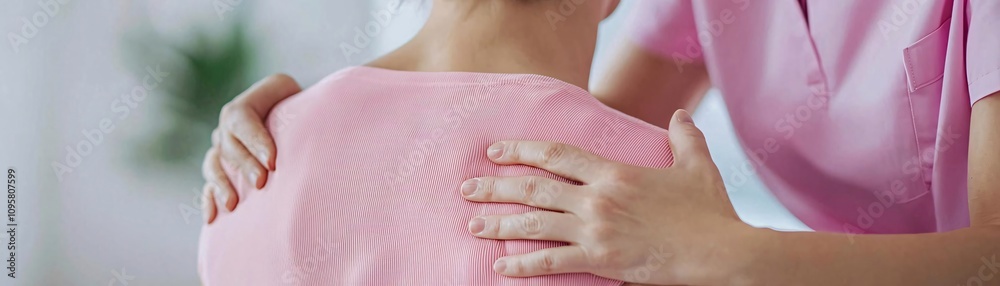 A supportive gesture demonstrating compassion and care in a comforting atmosphere. A supportive gesture demonstrating compassion and care in a comforting atmosphere.