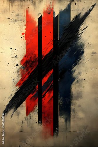 Abstract Red Black Blue Gru...