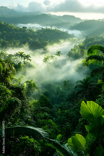 Misty Rainforest Landscape ...