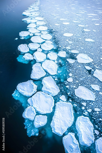 Aerial View of Ice Floes in...