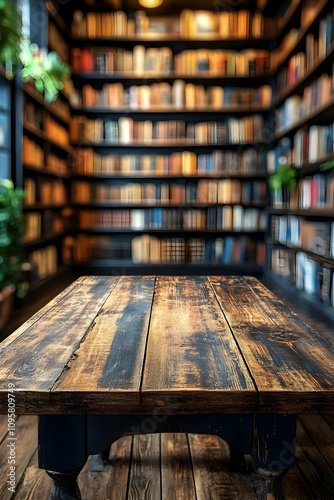 Rustic Wooden Table in Libr...