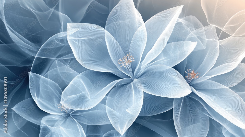 Fototapeta premium A mesmerizing background with transparent flowers, creating a dreamy and elegant visual effect