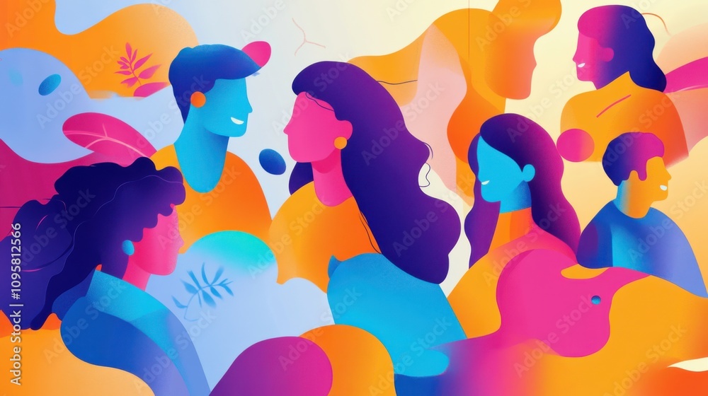 Fototapeta premium Colorful Abstract People Interaction Illustration