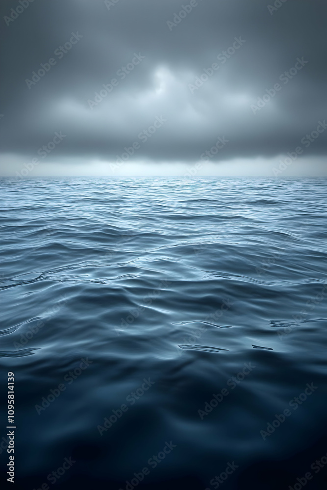 Fototapeta premium Ocean Waves Under a Cloudy Sky Realistic Image