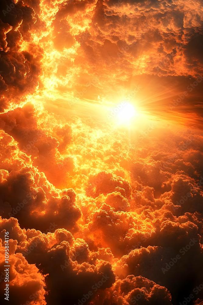 Fiery Sunset Cloudscape Illustration Fiery Sunset Cloudscape Illustration