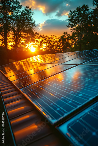 Sunset Solar Panels Photo
