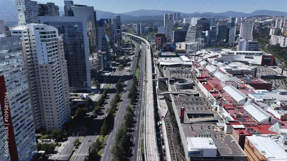 Dronel shots of Santa Fe, Mexico City on a sunny day Dronel shots of Santa Fe, Mexico City on a sunny day