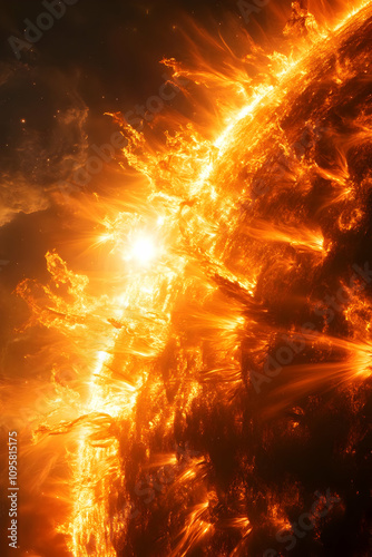 Fiery Solar Flare Illustration