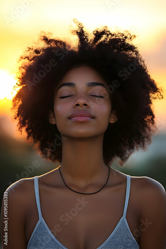 Sunset Serenity Woman Portr...