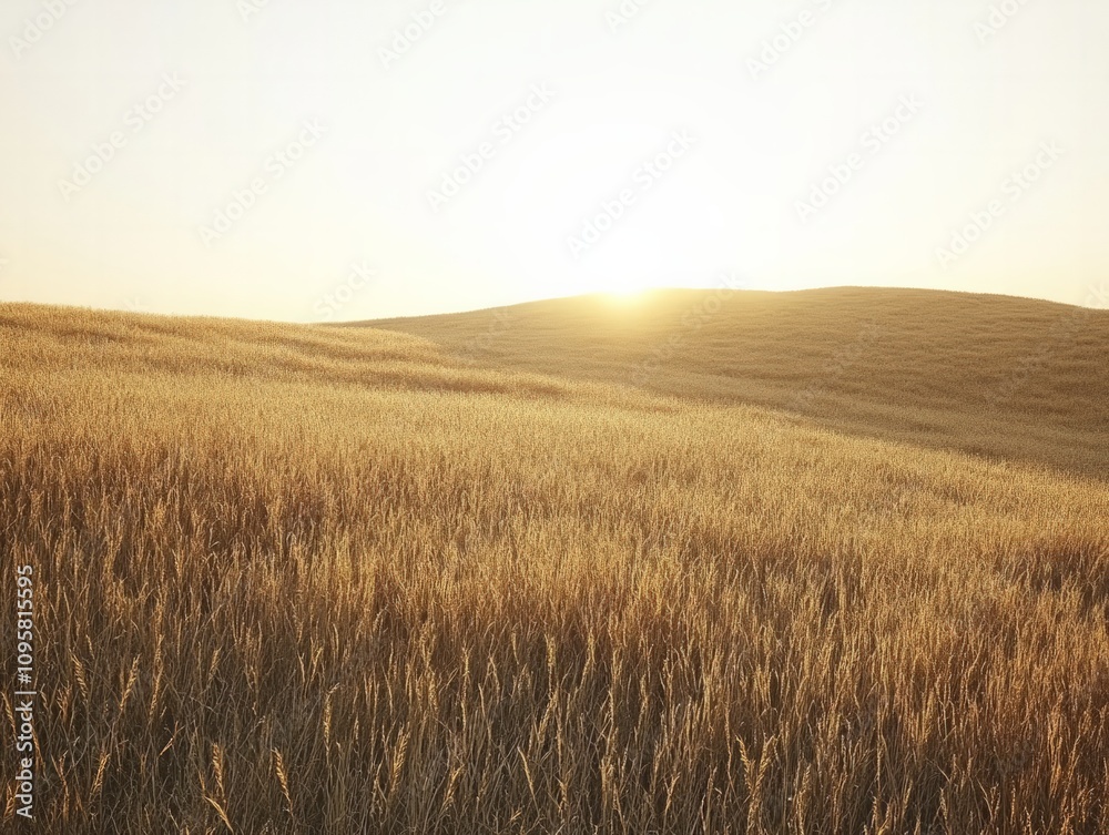 Golden sunrise over rolling wheat fields tranquil landscape nature photography serene environment wide-angle view natural beauty Golden sunrise over rolling wheat fields tranquil landscape nature photography serene environment wide-angle view natural beauty