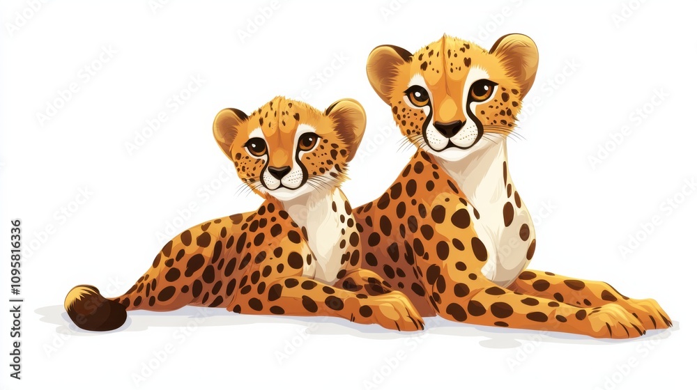 Cute Cartoon Leopards Playing Together Cute Cartoon Leopards Playing Together