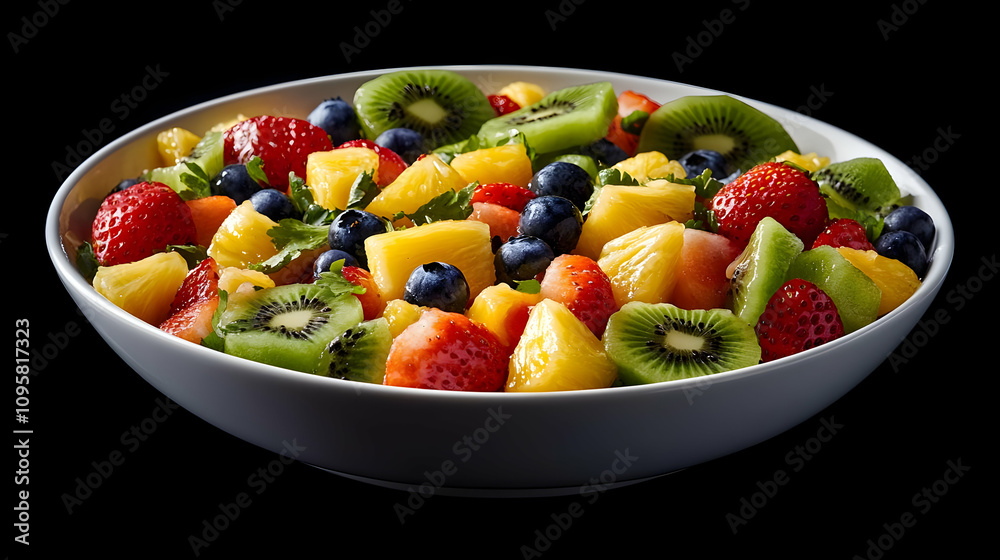 Fresh Fruit Salad with Kiwi, Pineapple, and Strawberries